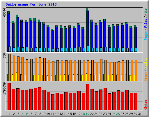 Daily usage for June 2016