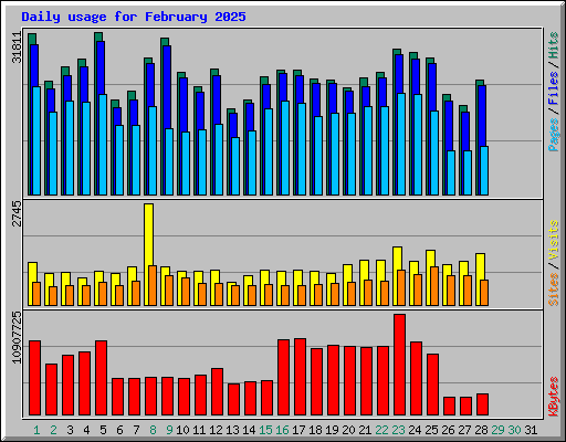 Daily usage for February 2025